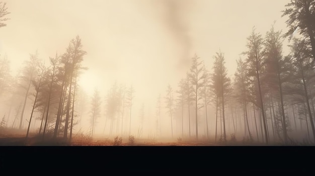 Foto Árboles en la niebla el humo en el bosque en la mañana