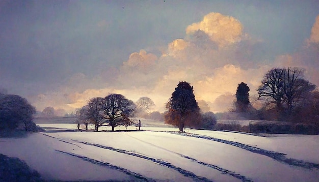 Foto Árboles de nieve del país de las maravillas de invierno con hermoso cielo