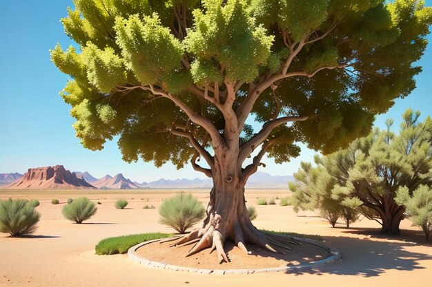 Foto Árboles preciosos del desierto populus euphratica árbol grande protección del medio ambiente fondo de papel tapiz