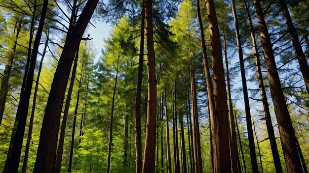 Foto los árboles verdes se balancean bajo la luz suave en un bosque sereno