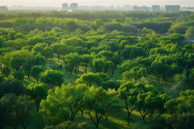 Foto los árboles verdes del parque encarnan