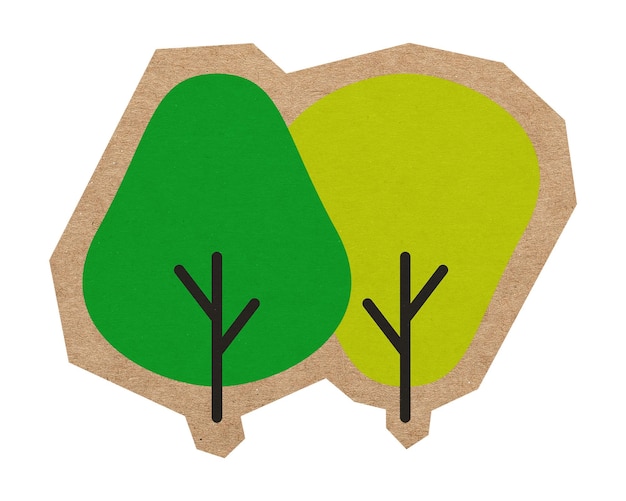 Árboles verdes png elemento de papel cortado fondo transparente