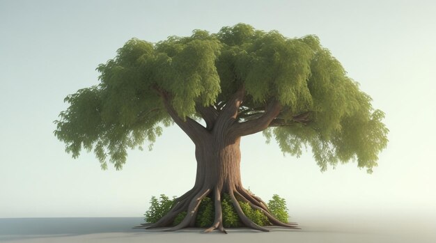 Arboreal Majesty Ilustração 3D de corpo inteiro de uma árvore majestosa