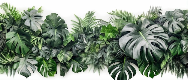arbusto de folhagem tropical monstera folhas de palmeira e ninho de pássaro samambaia arranjo floral dentro de casa
