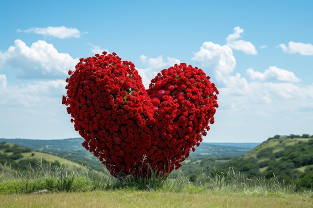 Foto el arbusto en forma de corazón en un campo