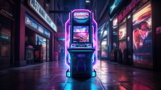 Arcade-Spielautomat mit Neonlichtern