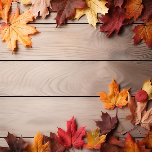 Foto arce con fondo de madera fondo de otoño