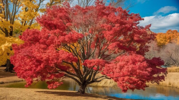 Foto arce rojo en otoño