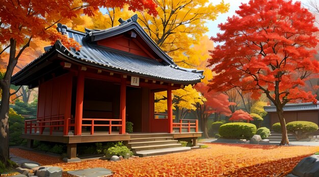 Arces rojos y hermosos paisajes japoneses.