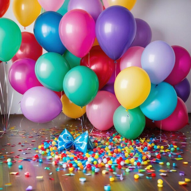 Foto arch von farbigen ballons auf einem urlaub