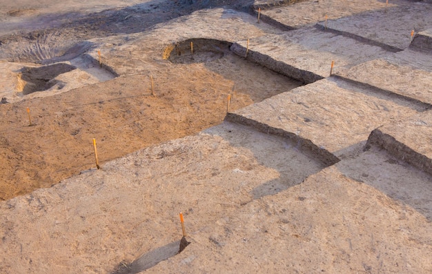 Archäologische Ausgrabungen Überreste der Siedlung der Skythen-Fossilien