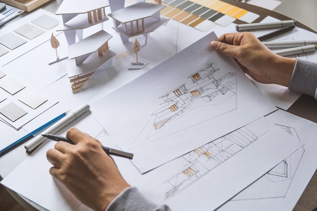 Architektisches zeichnungsentwurfsarchitekturmodellbüro