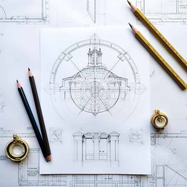 Architektonische Bauplan-Skizzenleinwand