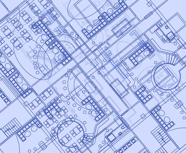 Foto architektonischer hintergrund mit technischen zeichnungen. blaupausen-reihe. textur des lageplans. hausplan, zeichnung, teil des architekturprojekts.