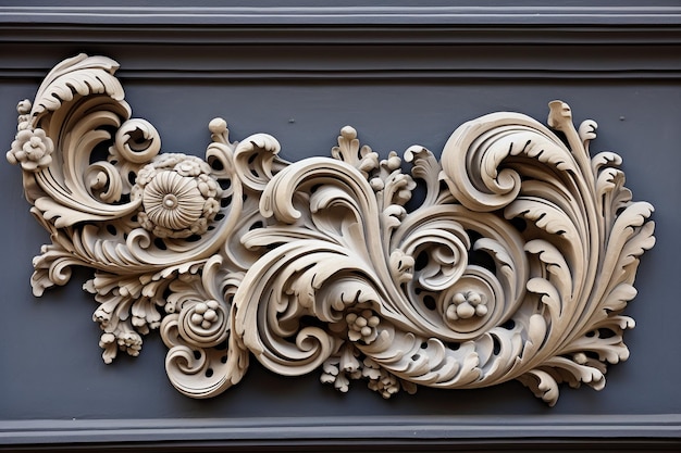 Foto architektonisches detail einer barocken stuckdekoration an der fensterfassade