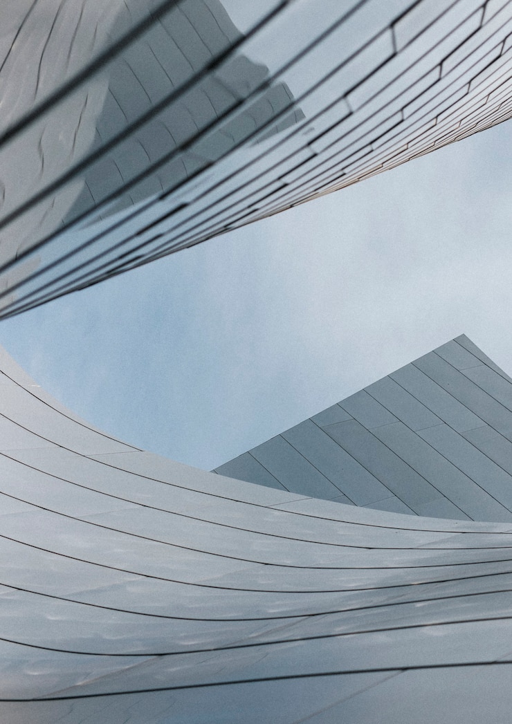 Foto architektonisches modernes gebäude und ein blauer himmel