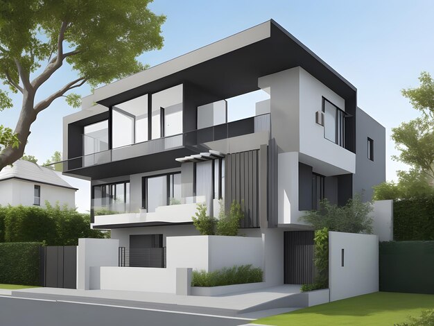 Architektonisches Projekt eines minimalistischen Hauses