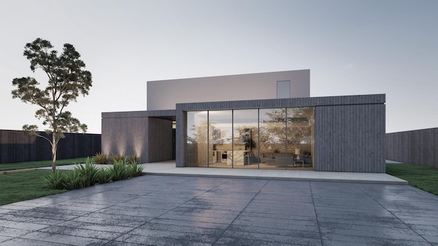 Architektur 3D-Darstellung des minimalen Hauses