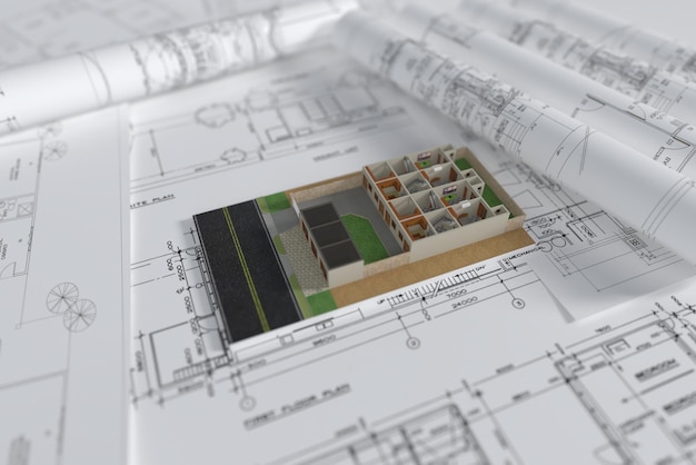 Architektur Hintergrund Design Home Plan auf Arbeitszeichnungspapier