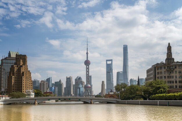 Architekturlandschaft von Lujiazui Financial District, Shanghai