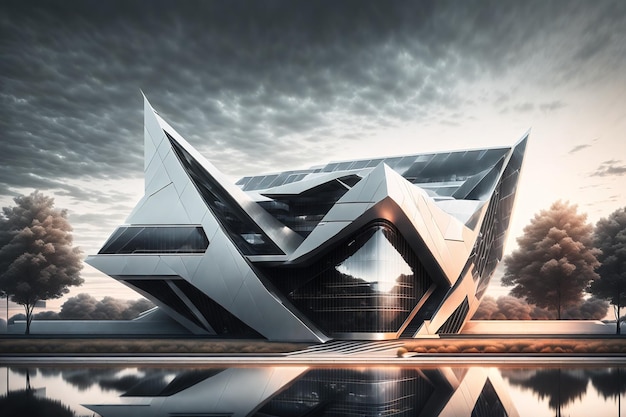 Architekturvisualisierung eines futuristischen Gebäudes