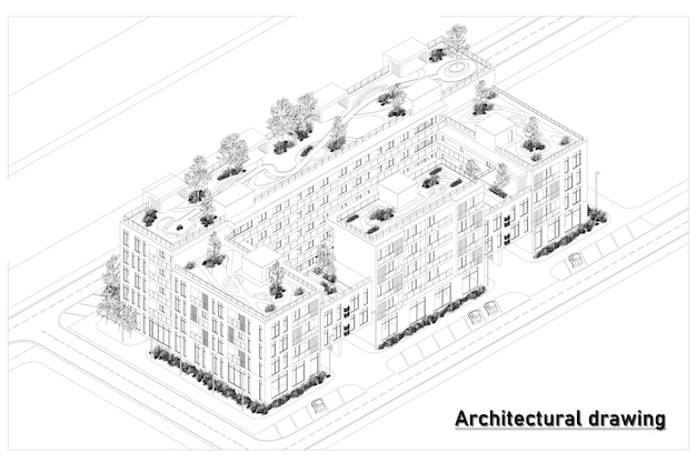 Architekturzeichnung. Moderne Architektur. Haus-Plan. architektonischer Hintergrund