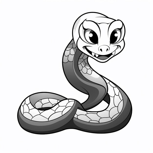 Foto archivo arafura arte infantil de serpiente dibujado a mano libro de colorear lindo arte de línea kawaii