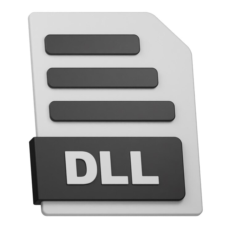 Foto archivo dll icono 3d aislado en el fondo blanco