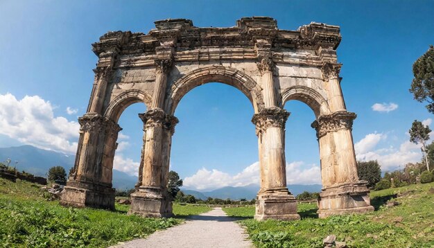 Arco antiguo con pilares runas antiguas