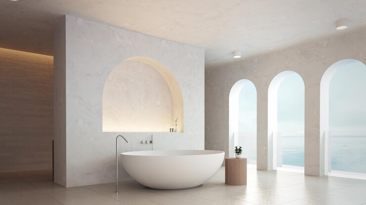 Arco de baño blanco interior moderno - renderizado 3D