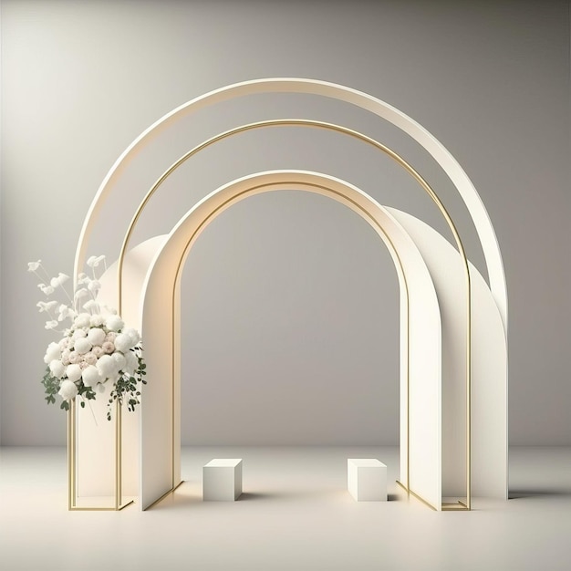 Arco de boda con flor fresca hermoso fondo generativo AI