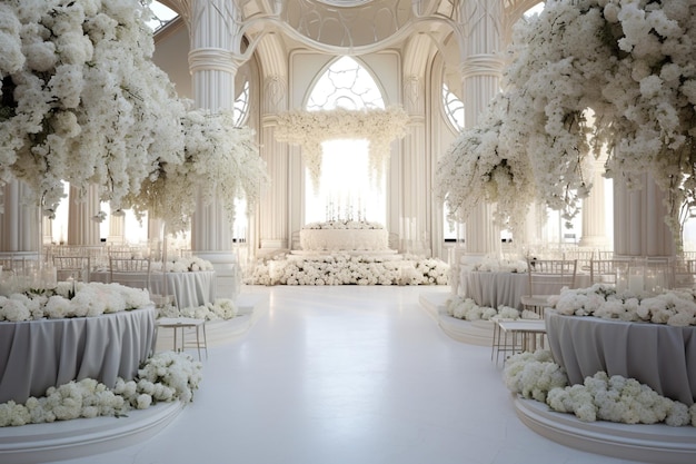 arco de boda con flores en blanco