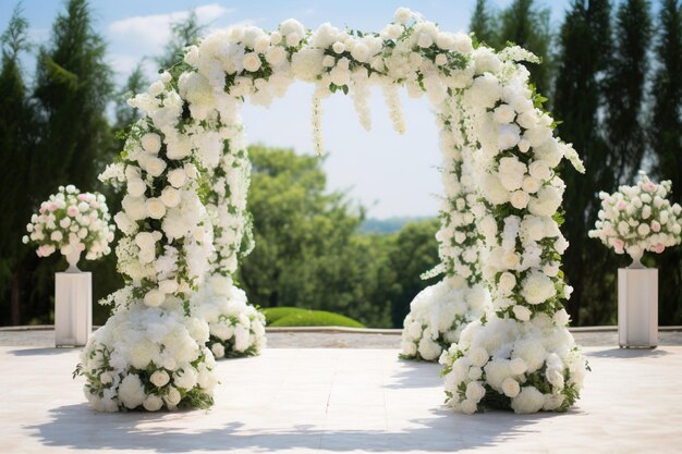 Arco de boda con flores.