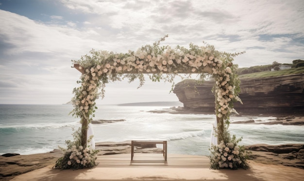 Un arco de boda con flores.