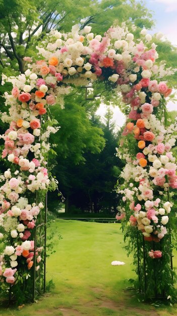 Arco de bodas del jardín de verano