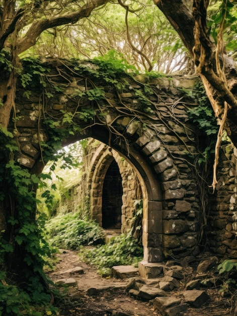 un arco en un bosque