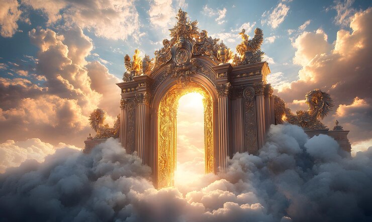 El Arco Celestial Dorado Entre las Nubes Celestiales
