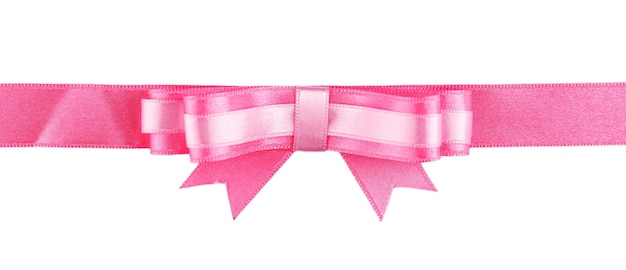 Foto arco de cinta rosa aislado en blanco