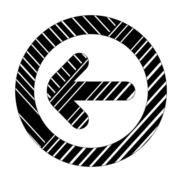arco círculo à esquerda ícone linhas diagonais pretas e brancas