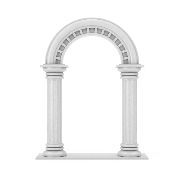 Arco clássico da coluna do grego antigo em um fundo branco. Renderização 3D