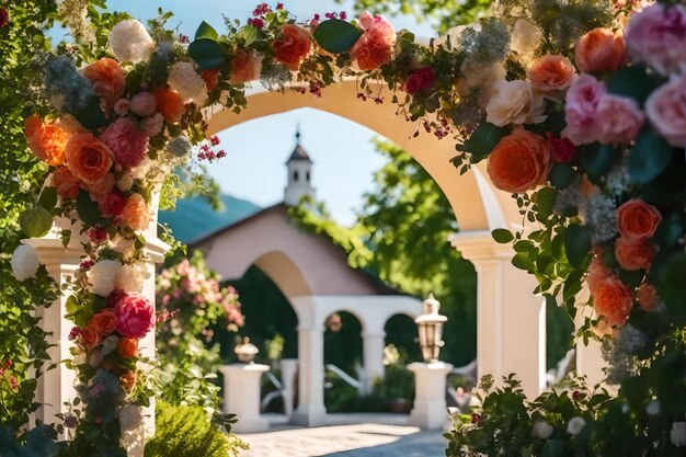 Arco com flores no topo