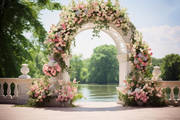 Arco de flores ao ar livre