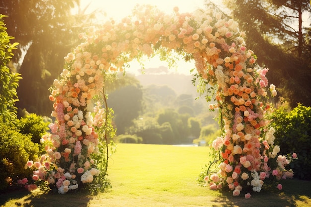 Arco de flores ao ar livre