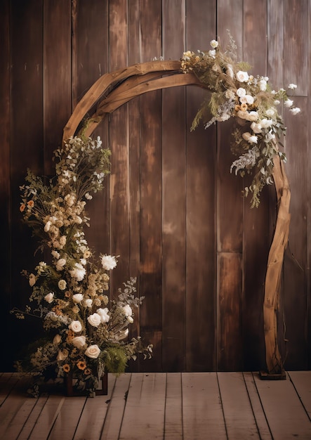 arco de madeira boho rústico para casamento maquete de estilo minimalista romântico