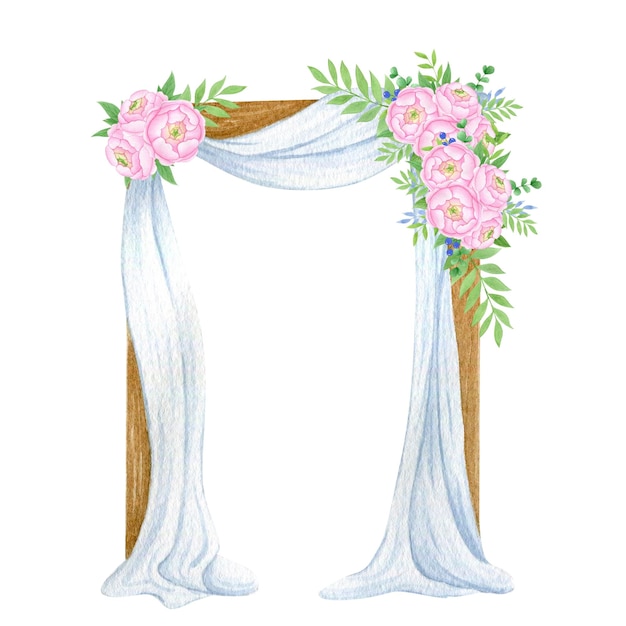 Foto arco de flor de boda ilustración acuarela