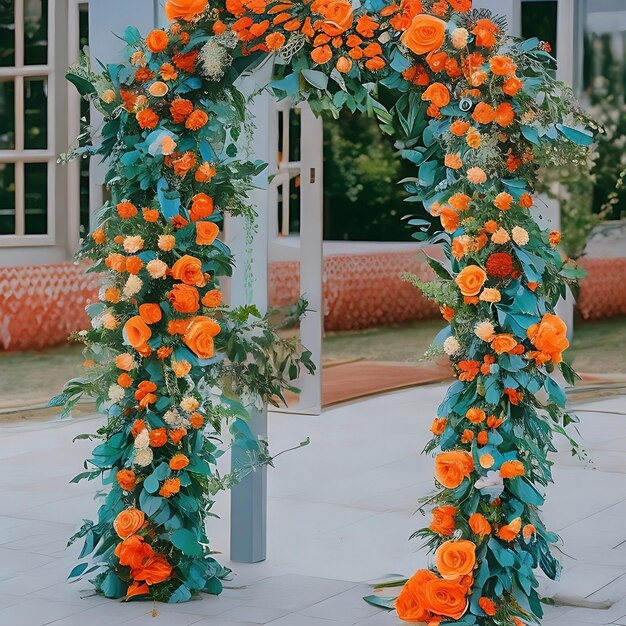 Arco floral de boda Ilustración AI generativa