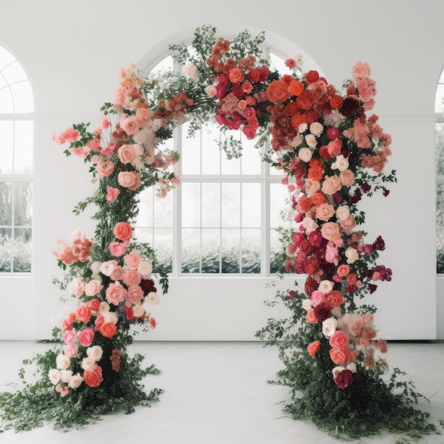 Arco floral de boda Ilustración AI GenerativexA