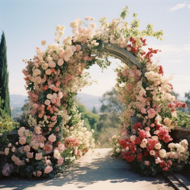 Arco floral de boda Ilustración AI GenerativexA