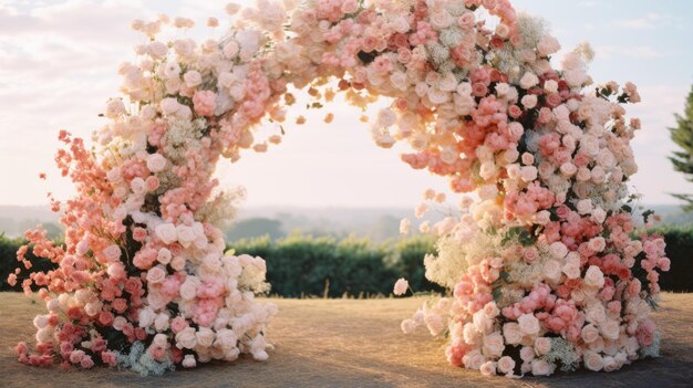 Arco floral de boda Ilustración AI GenerativexA