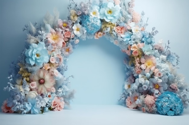 Un arco floral hecho de flores.